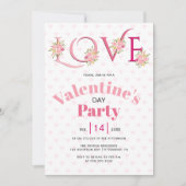 Bloemenroze LIEFDE harten Valentijnsdag party Kaart (Voorkant)