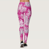 bloemenroze magenta toile de jouy leggings (Achterkant)
