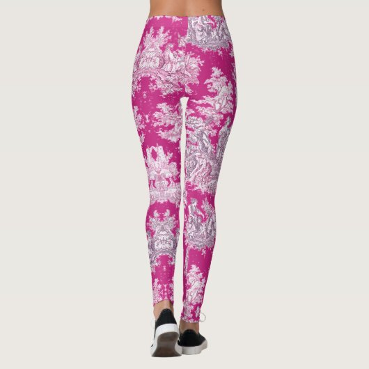  bloemenroze magenta toile de jouy leggings (Achterkant)