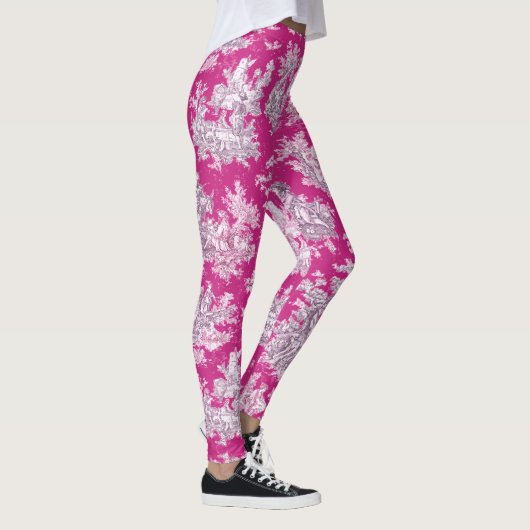  bloemenroze magenta toile de jouy leggings (Rechts)