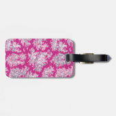 bloemenroze magenta toile de jouy monogram bagagelabel (Achterkant horizontaal)