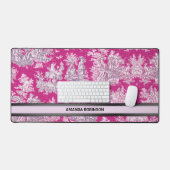 bloemenroze magenta toile de jouy monogram bureaumat (Keyboard & Muis)