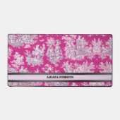bloemenroze magenta toile de jouy monogram bureaumat (Voorkant)