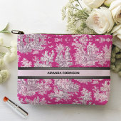 bloemenroze magenta toile de jouy monogram etui