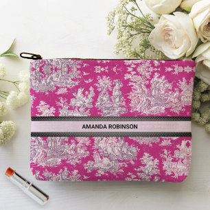 bloemenroze magenta toile de jouy monogram etui