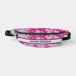 bloemenroze magenta toile de jouy monogram heuptasje