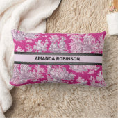 bloemenroze magenta toile de jouy monogram kussen (Deken)