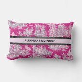 bloemenroze magenta toile de jouy monogram kussen (Voorkant)