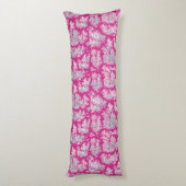 bloemenroze magenta toile de jouy monogram lichaamskussen (Achterkant (Verticaal))