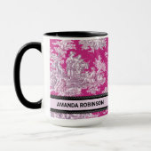 bloemenroze magenta toile de jouy monogram mok (Links)