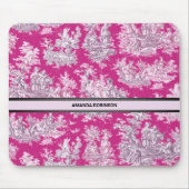  bloemenroze magenta toile de jouy monogram muismat (Voorkant)