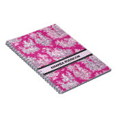 bloemenroze magenta toile de jouy monogram notitieboek (Rechterzijde)