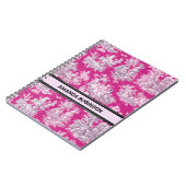 bloemenroze magenta toile de jouy monogram notitieboek (Linkerzijde)