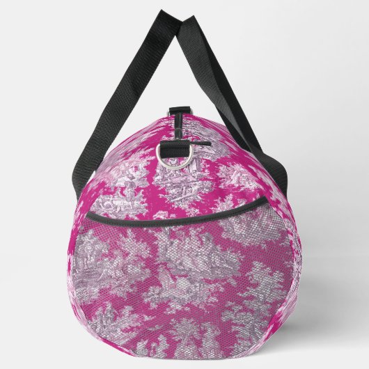  bloemenroze magenta toile de jouy monogram plunjezak (Rechts)