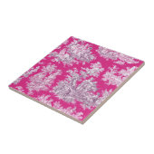  bloemenroze magenta toile de jouy monogram tegeltje (Zijkant)