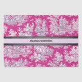 bloemenroze magenta toile de jouy monogram tissuepapier (Voorkant)