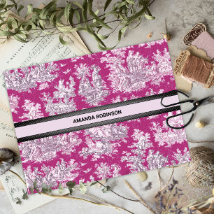  bloemenroze magenta toile de jouy monogram tissuepapier