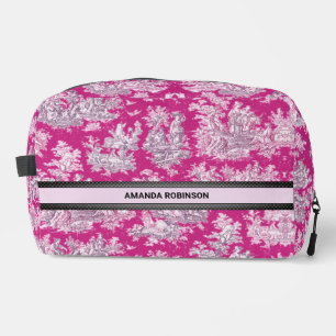 bloemenroze magenta toile de jouy monogram toilettasje