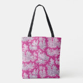  bloemenroze magenta toile de jouy monogram tote bag (Achterkant)