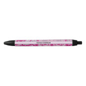  bloemenroze magenta toile de jouy monogram zwarte inkt pen (Voorkant)