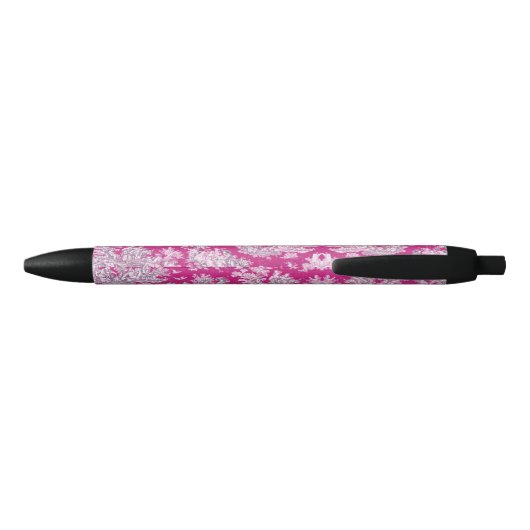  bloemenroze magenta toile de jouy monogram zwarte inkt pen (Achterkant)