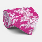  bloemenroze magenta toile de jouy stropdas (Opgerold)