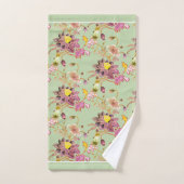 Bloemenroze/Mauve op Sage Green Bad Handdoek (Handdoek)