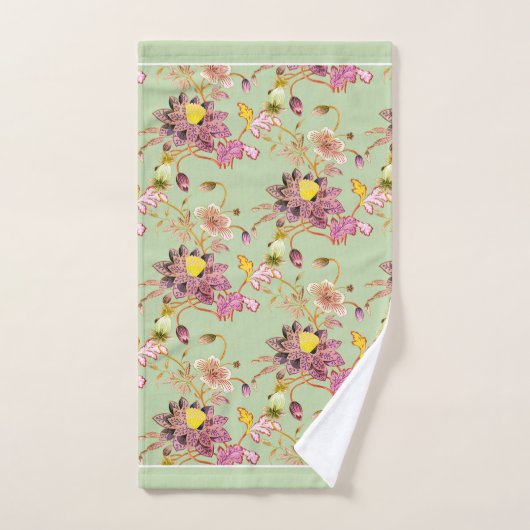 Bloemenroze/Mauve op Sage Green Bad Handdoek (Handdoek)