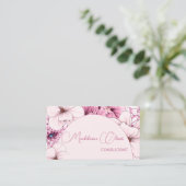 Bloemenroze Modern Elegant Vrouwelijk QR Code Gold Visitekaartje (Staand voorkant)