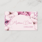 Bloemenroze Modern Elegant Vrouwelijk QR Code Gold Visitekaartje (Voorkant)