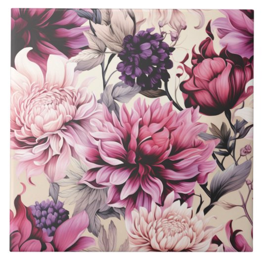  bloemenroze motief tegeltje (Voorkant)