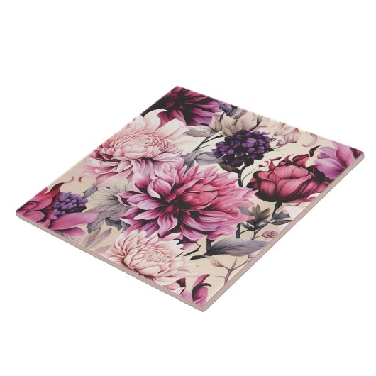  bloemenroze motief tegeltje (Zijkant)