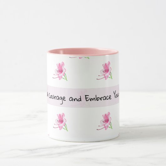 Bloemenroze motivatie mok (Midden)