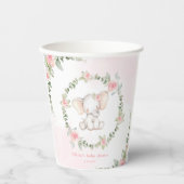 Bloemenroze olifant kleine pinda baby shower papieren bekers (Voorkant)