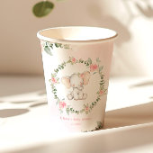 Bloemenroze olifant kleine pinda baby shower papieren bekers