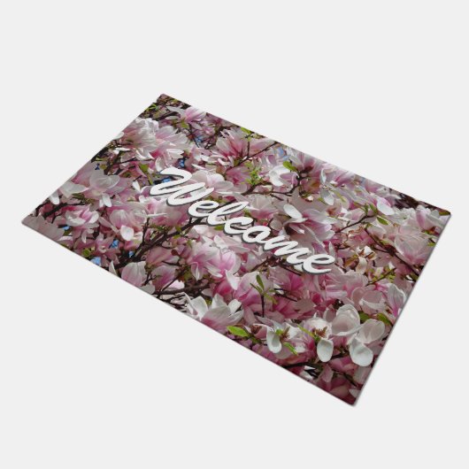 Bloemenroze Paarse Modern Professioneel Welkom Deurmat (Schuin)