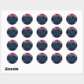 Bloemenroze & Paarse Rozen blauw Dank u Ronde Sticker (Vel)