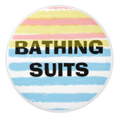 Bloemenroze Paarse Waterverf Strepen Naam Keramisc Keramische Knop (Voorkant)