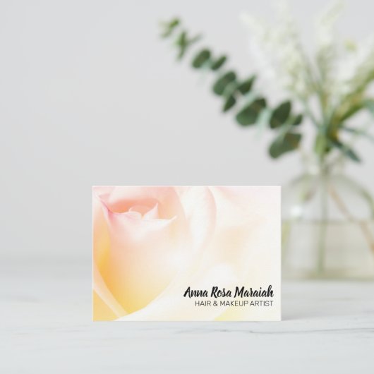 *~* Bloemenroze perzik Roos Flower Visitekaartje (Staand voorkant)