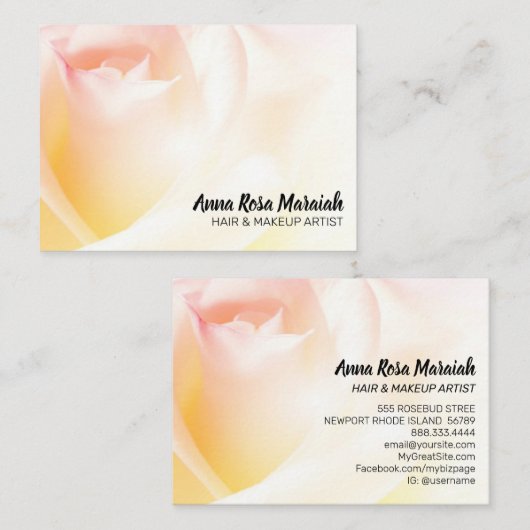 *~* Bloemenroze perzik Roos Flower Visitekaartje (Voorkant / Achterkant)