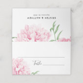 Bloemenroze pioen Boho Botanische Elegant Plaatskaartje (Buitenkant ongevouwen)
