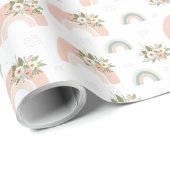 Bloemenroze regenboog cadeaupapier (Rol Hoek)