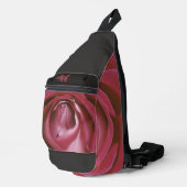 Bloemenroze roos bloemen monogram draagtas sling bag (Rechterhoek)