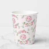 Bloemenroze rozen Elegant Tea Party Papieren Bekers (Achterkant)