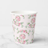 Bloemenroze rozen Elegant Tea Party Papieren Bekers (Voorkant)