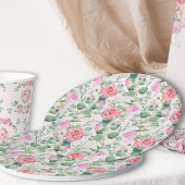 Bloemenroze rozen Elegant Tea Party Papieren Bordje