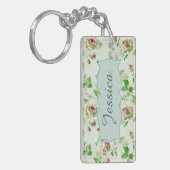  bloemenroze rozen rozen gepersonaliseerd sleutelhanger (Voorkant Links)