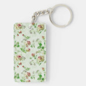  bloemenroze rozen rozen gepersonaliseerd sleutelhanger (achterkant)