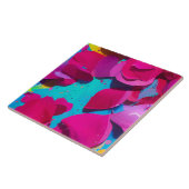 Bloemenroze rozenblaadjes tegeltje (Zijkant)