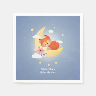 Bloemenroze schattig klein vosje baby shower servet